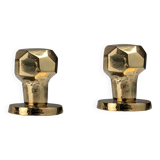 Pair of Sculptural Brutalist Rotating Bronze Door Knobs, 1970s