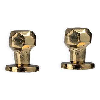Pair of Sculptural Brutalist Rotating Bronze Door Knobs, 1970s