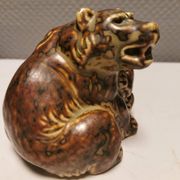 Two bear figurines from Danish Royal Copenhagen mid last century in sung glaze by Knud Kyhn (KK)