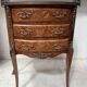 Half-moon commode in Louis XV style with cube marquetry from the 20th century.