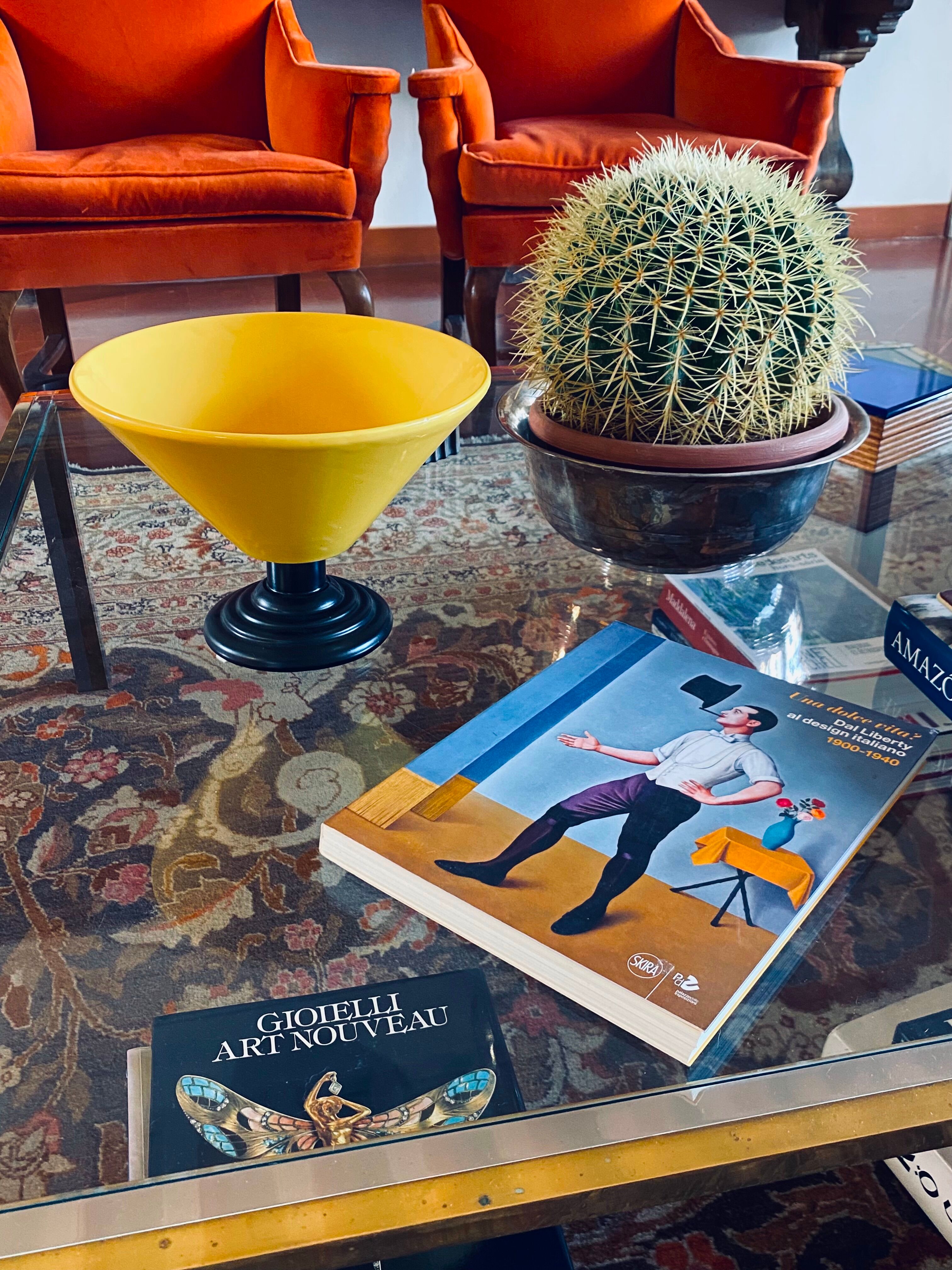 Yellow Conic Vase, postmodern, Italy 1980s