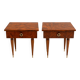 Pair of vintage bedside tables in veneered wood with a glossy finish.