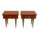 Pair of vintage bedside tables in veneered wood with a glossy finish.