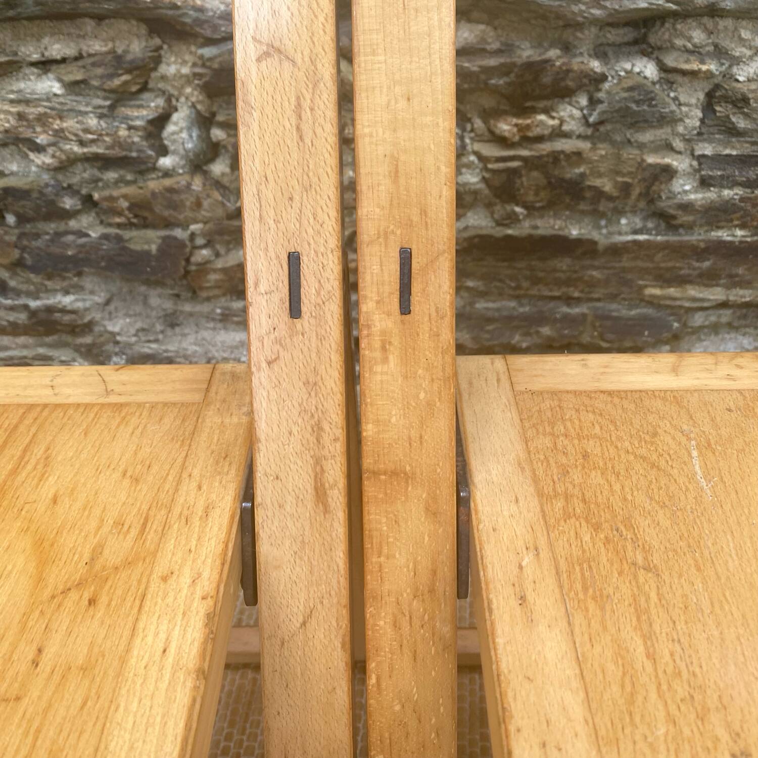 Extra flat vintage beech folding chairs