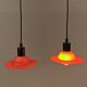 Lampes en verre UFO rouges du début des années 90, danoises et fabriquées par Design Light