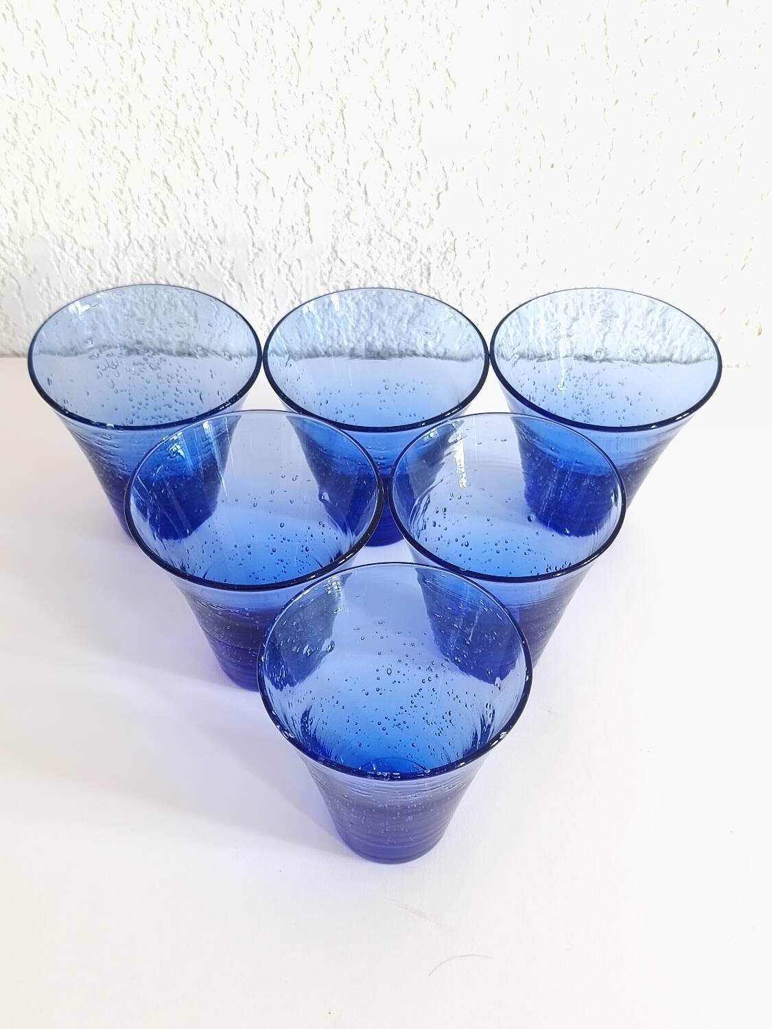 6 Bubble Glass Blue Glasses