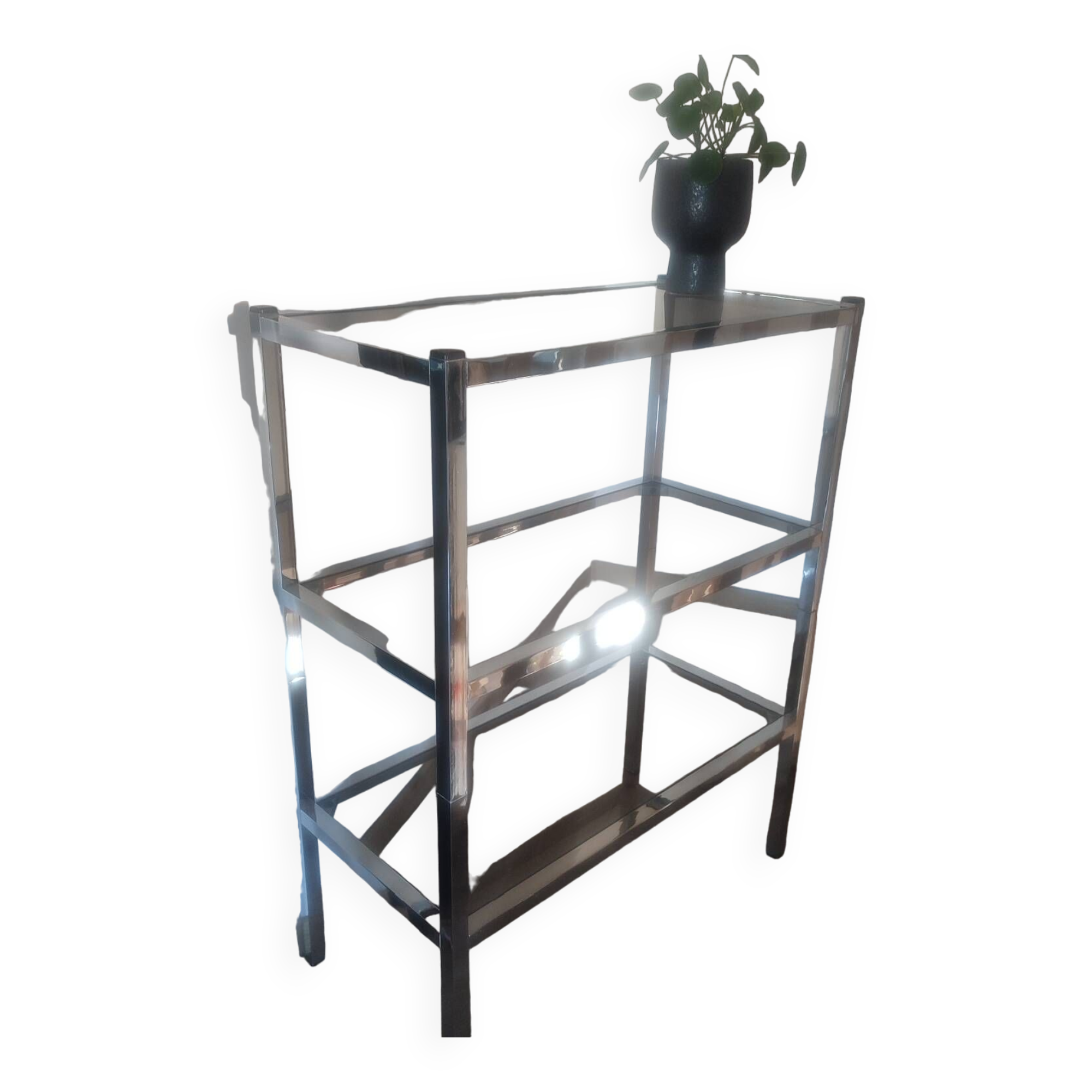 Chrome and smoked glass shelf