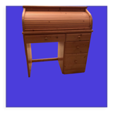 Pine desk with sliding wooden curtain