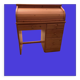 Pine desk with sliding wooden curtain