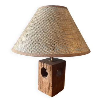 Table lamp in solid oak, handcrafted