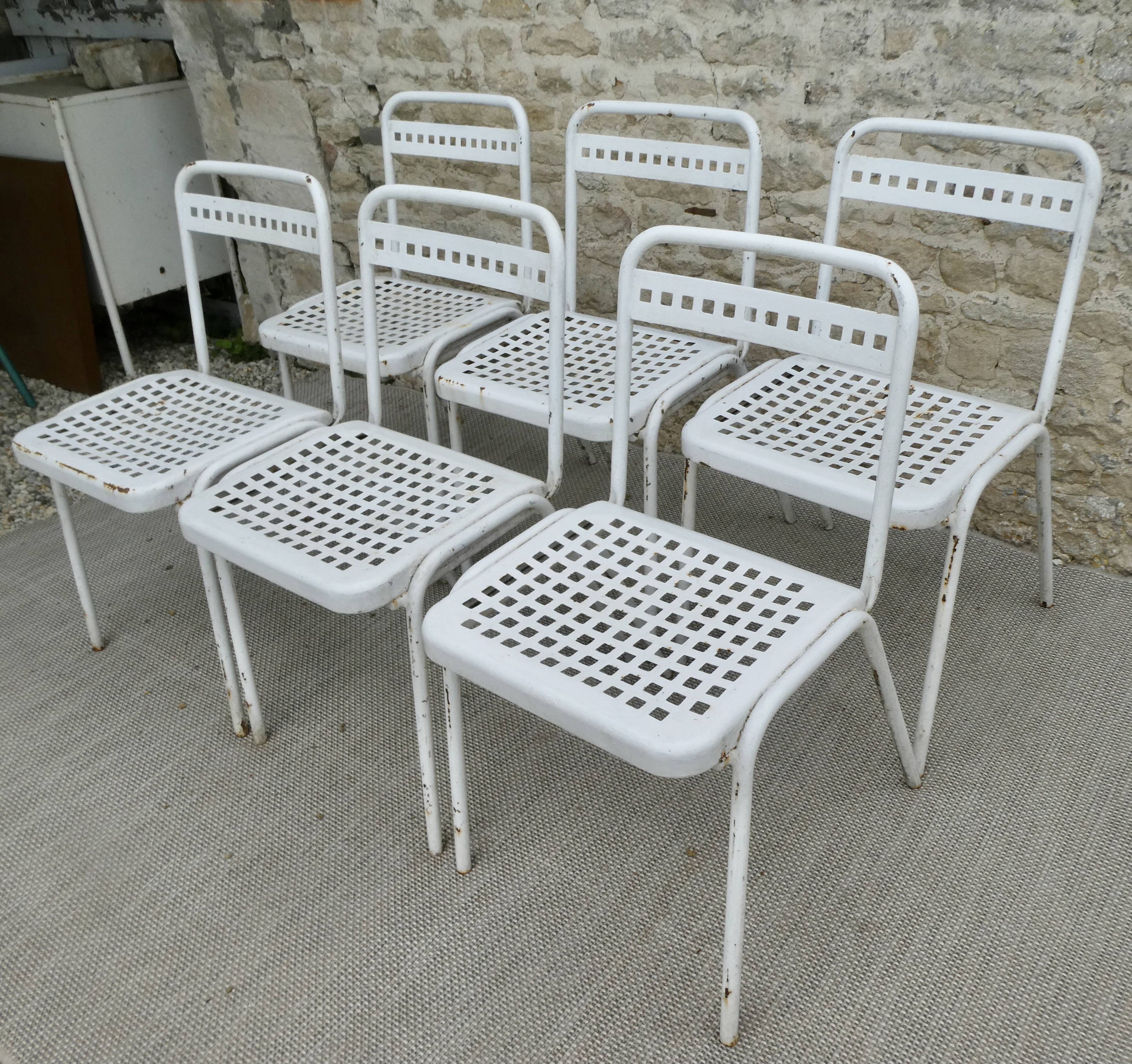 6 metal chairs Souvignet France, circa 1960