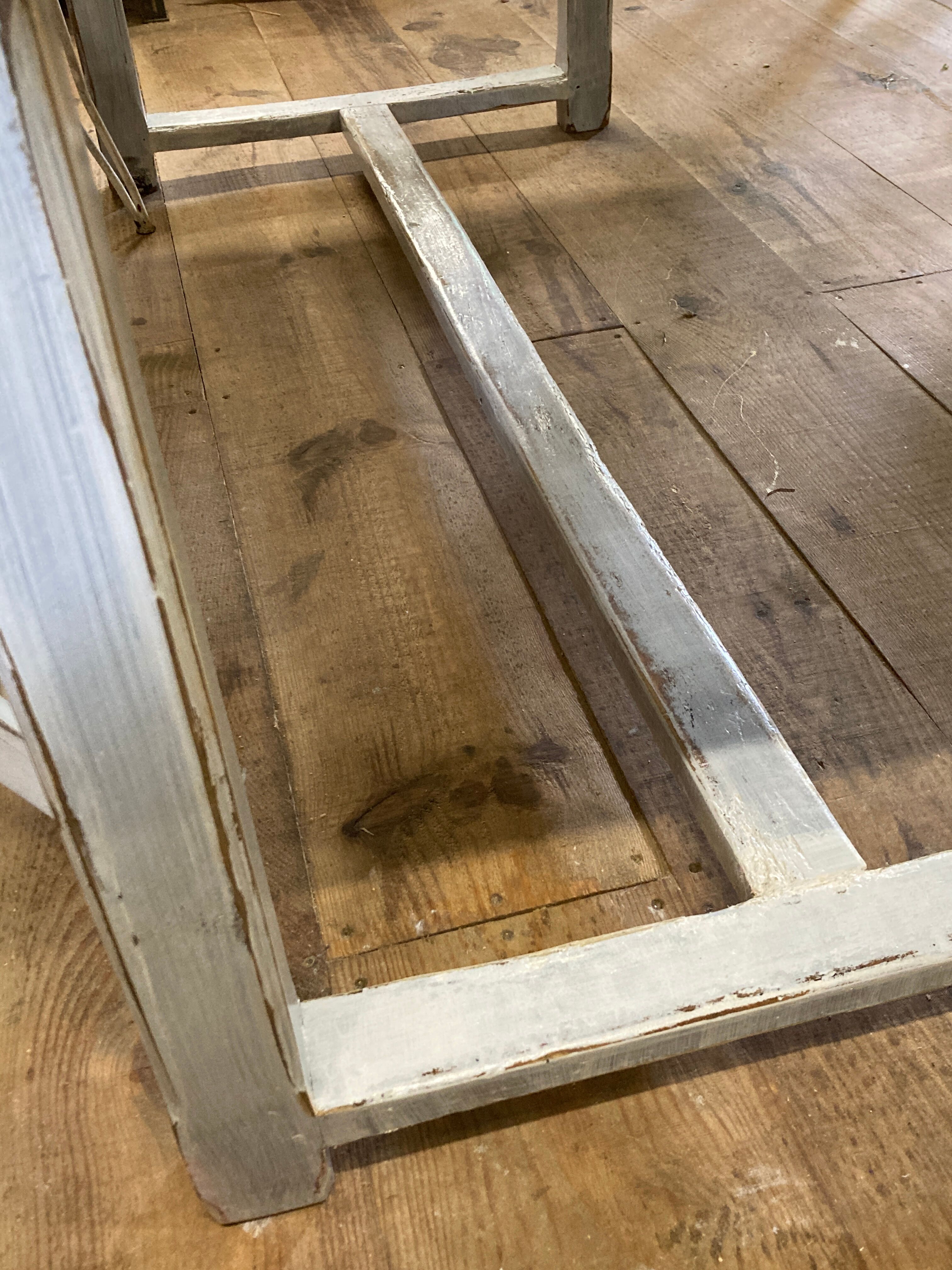 Farmhouse table 6 people white patinated in rectangular solid oak