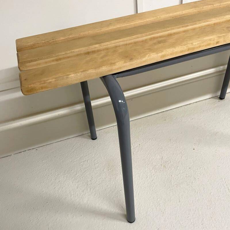 Vintage school/locker room bench in wood and steel