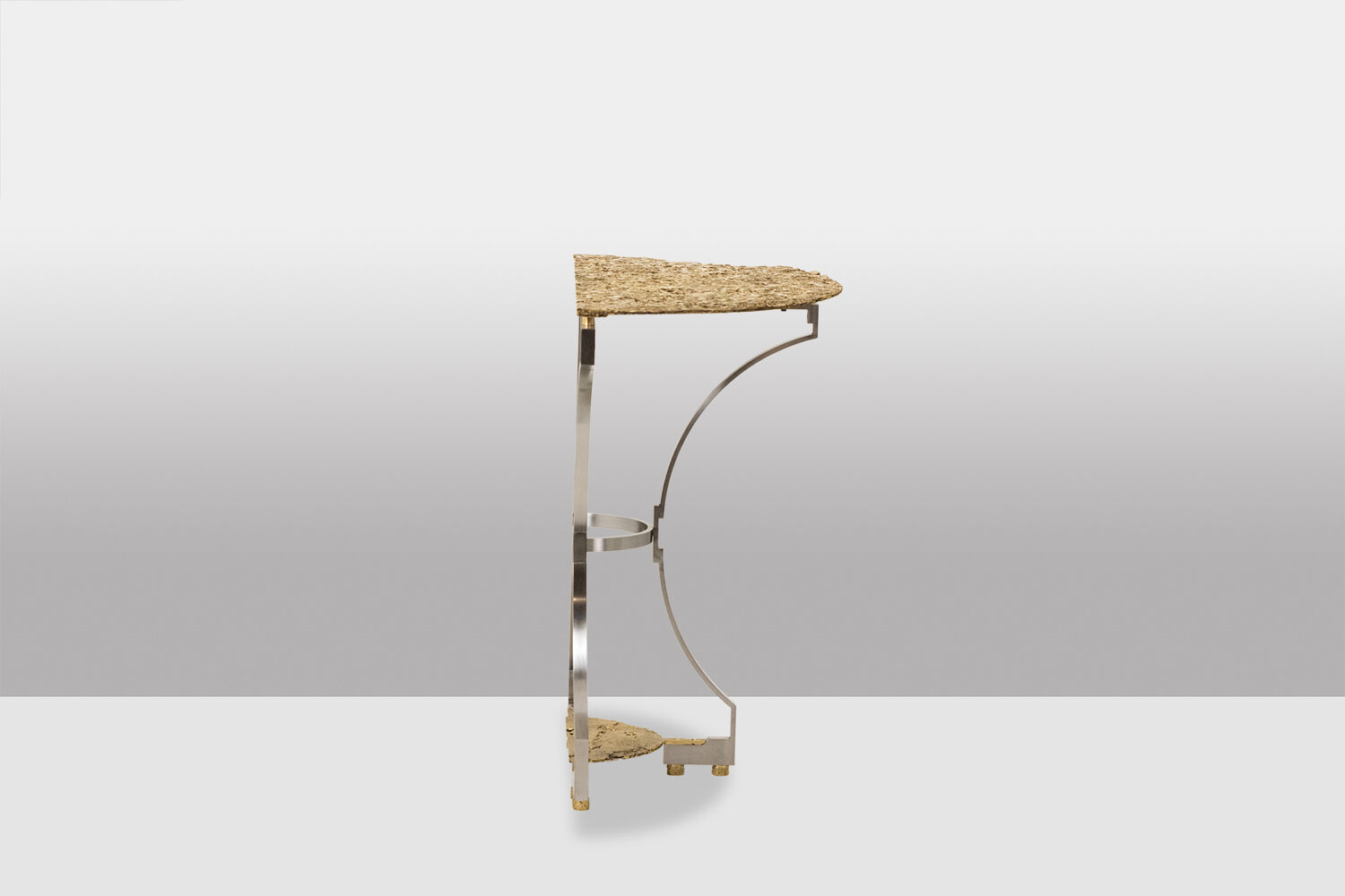 Pair of metal and bronze cast consoles. Contemporary.