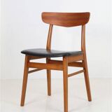 Findahl “Mosbøl” chair / 1960s / 1970s / teak / beech / skai / black / Mid Century Danish Modern Design