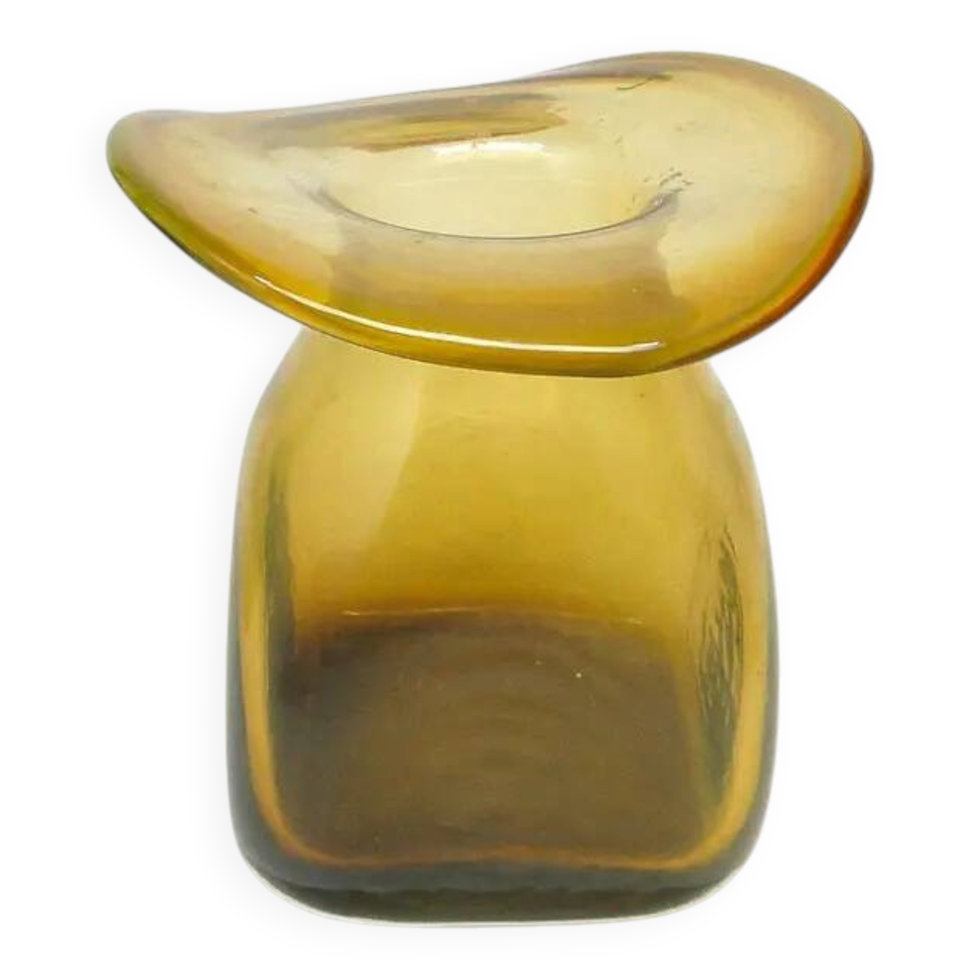 Hat vase, mid-century modern, glass, Poland, 1970s