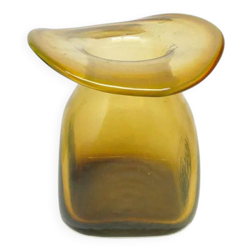 Hat vase, mid-century modern, glass, Poland, 1970s