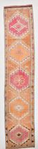 3x13 Soft Orange Wool Runner Rug, Traditional Nomadic Weave, 83x392Cm