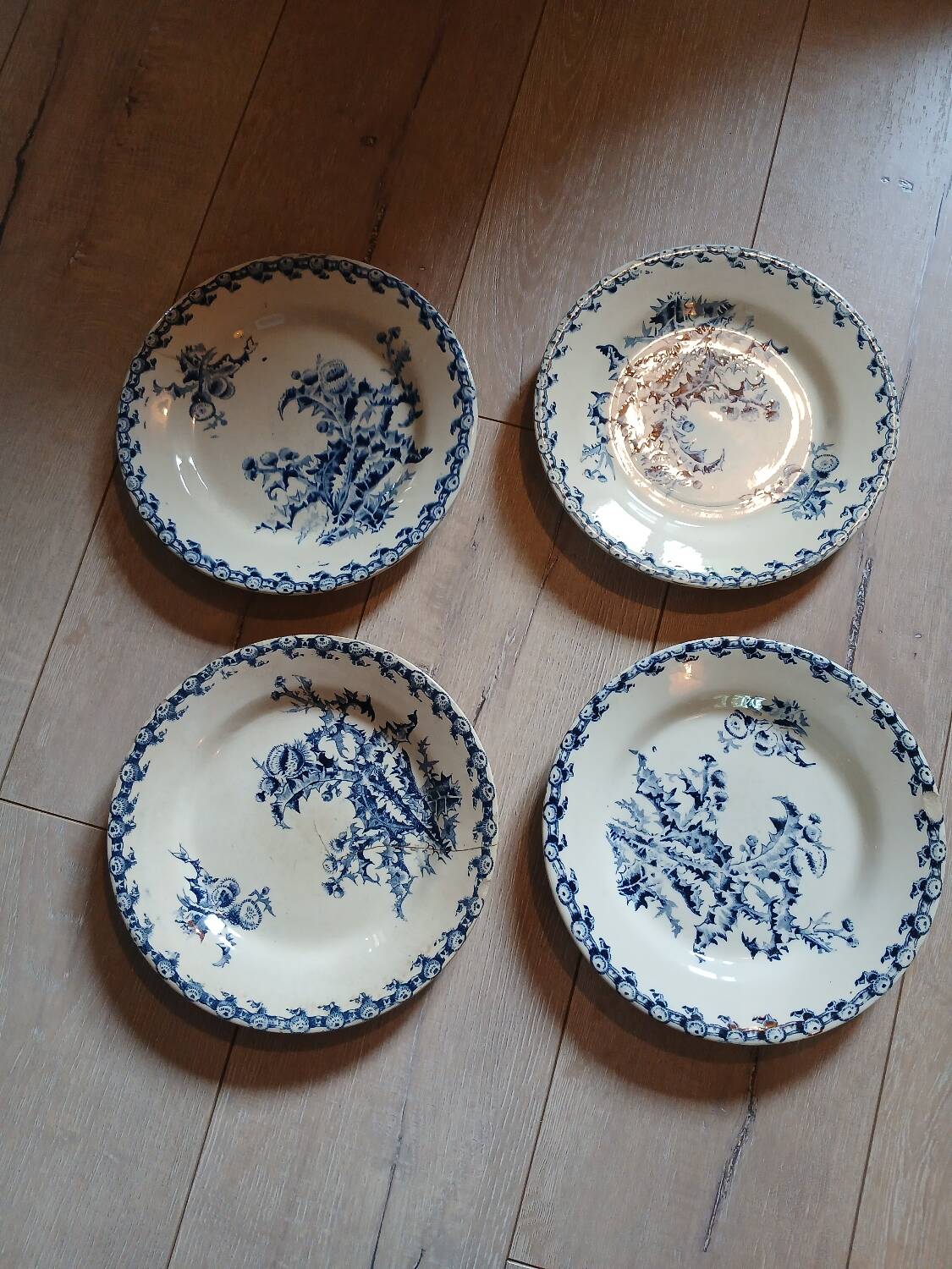 4 flat plates "thistles" from gien