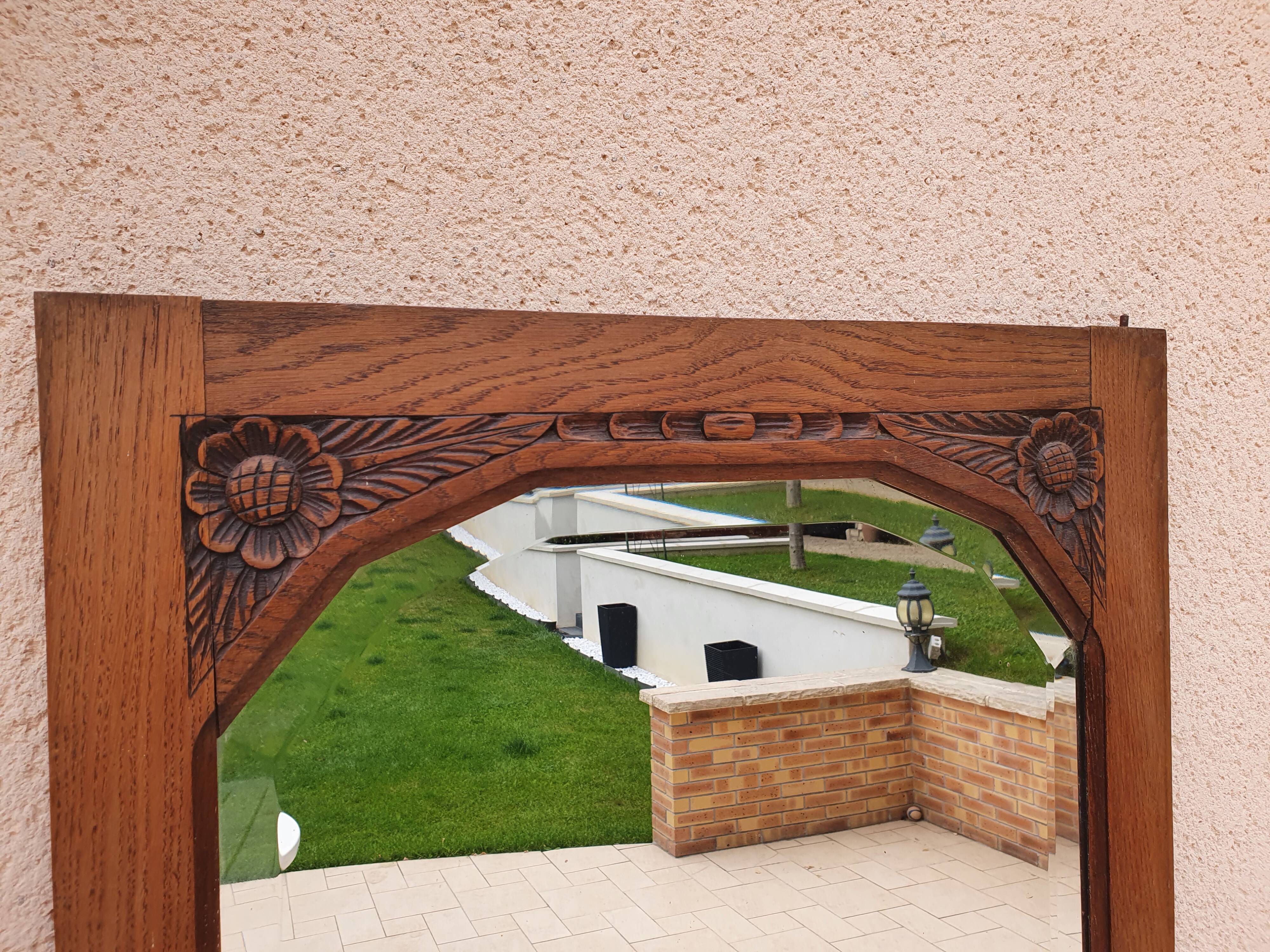 Beveled mirror on door