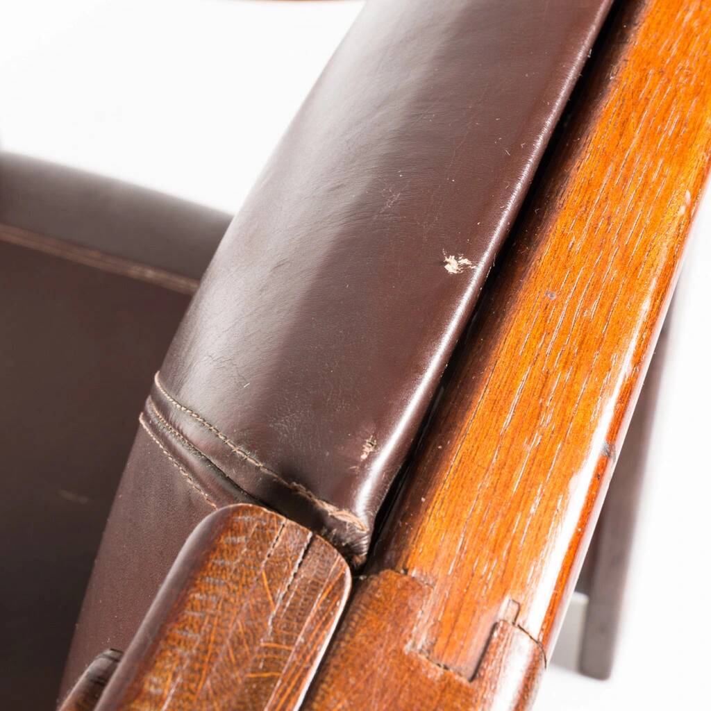 Wooden armchair with leather upholstery by Zbyněk Hřivnáč