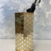 Hexagonal two-tone umbrella stand in the Italian style of Willy Rizzo from the 1970s.
