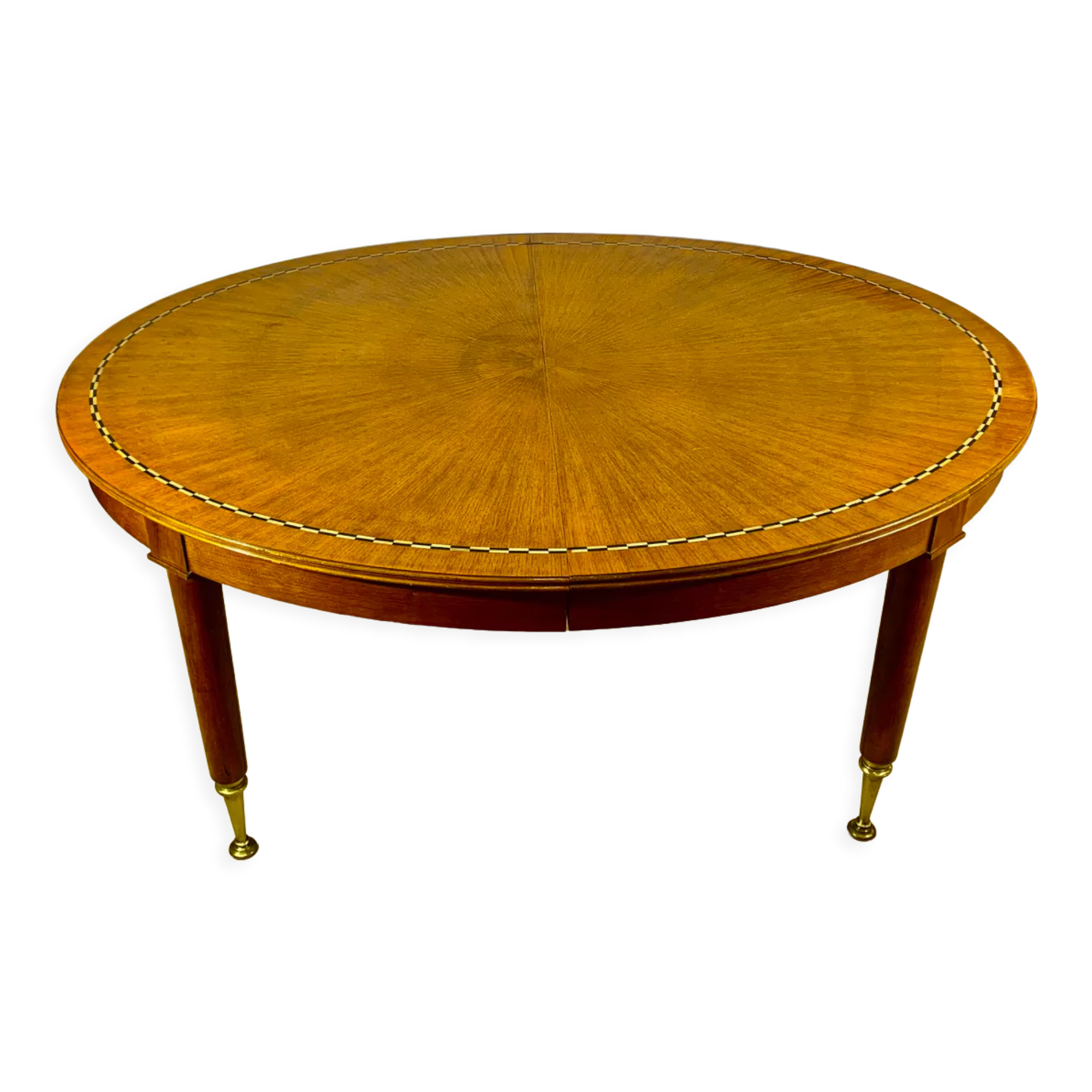 Oval dining table 1960 with 4 extensions, precious wood marquetry