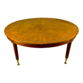 Oval dining table 1960 with 4 extensions, precious wood marquetry