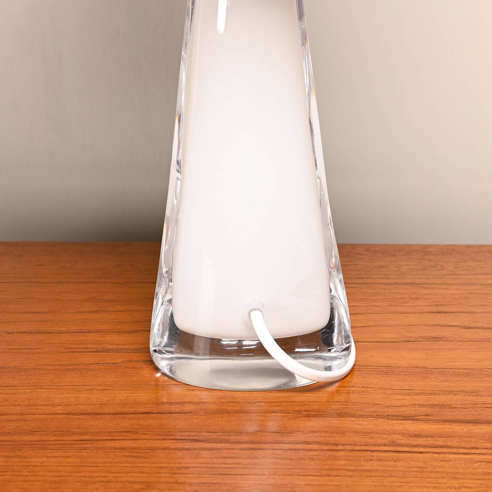 Carl Fagerlund white glass table lamps and dark ochre shades for Orrefors Sweden