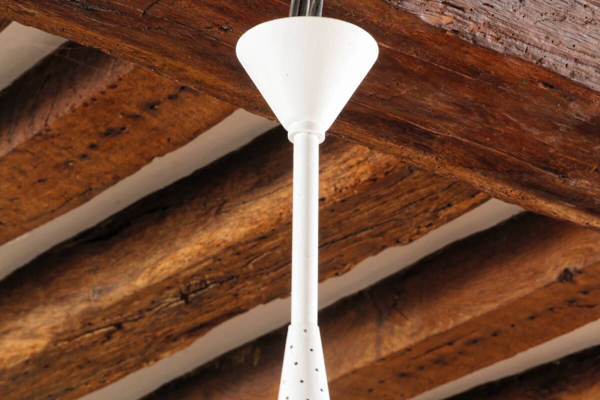 Mathieu Matégot for Holophane, modernist pendant, circa 1955-1960.