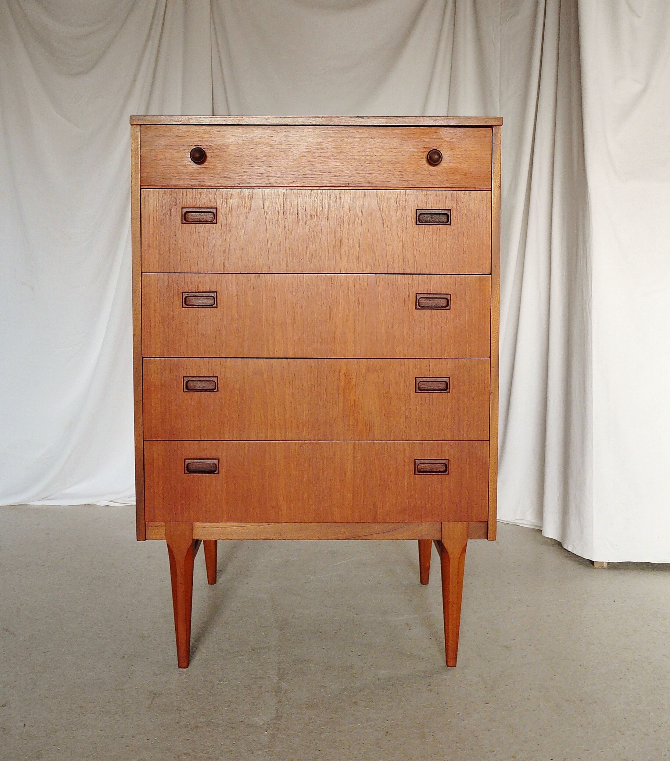High Scandinavian teak chest of drawers