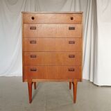 High Scandinavian teak chest of drawers