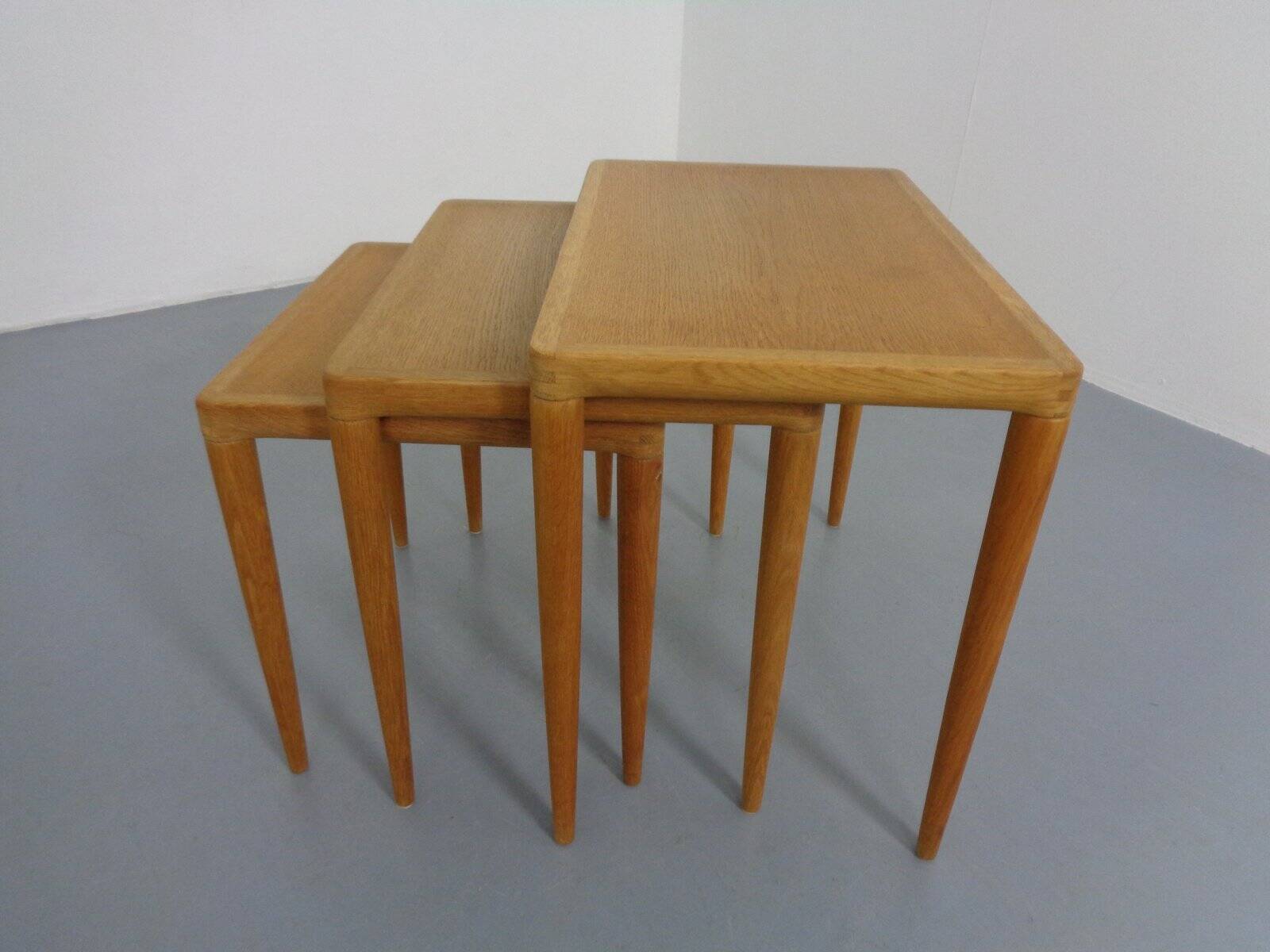 Danish Oak Nesting Tables by H.W. Klein for Bramin, 1960s, Set of 3