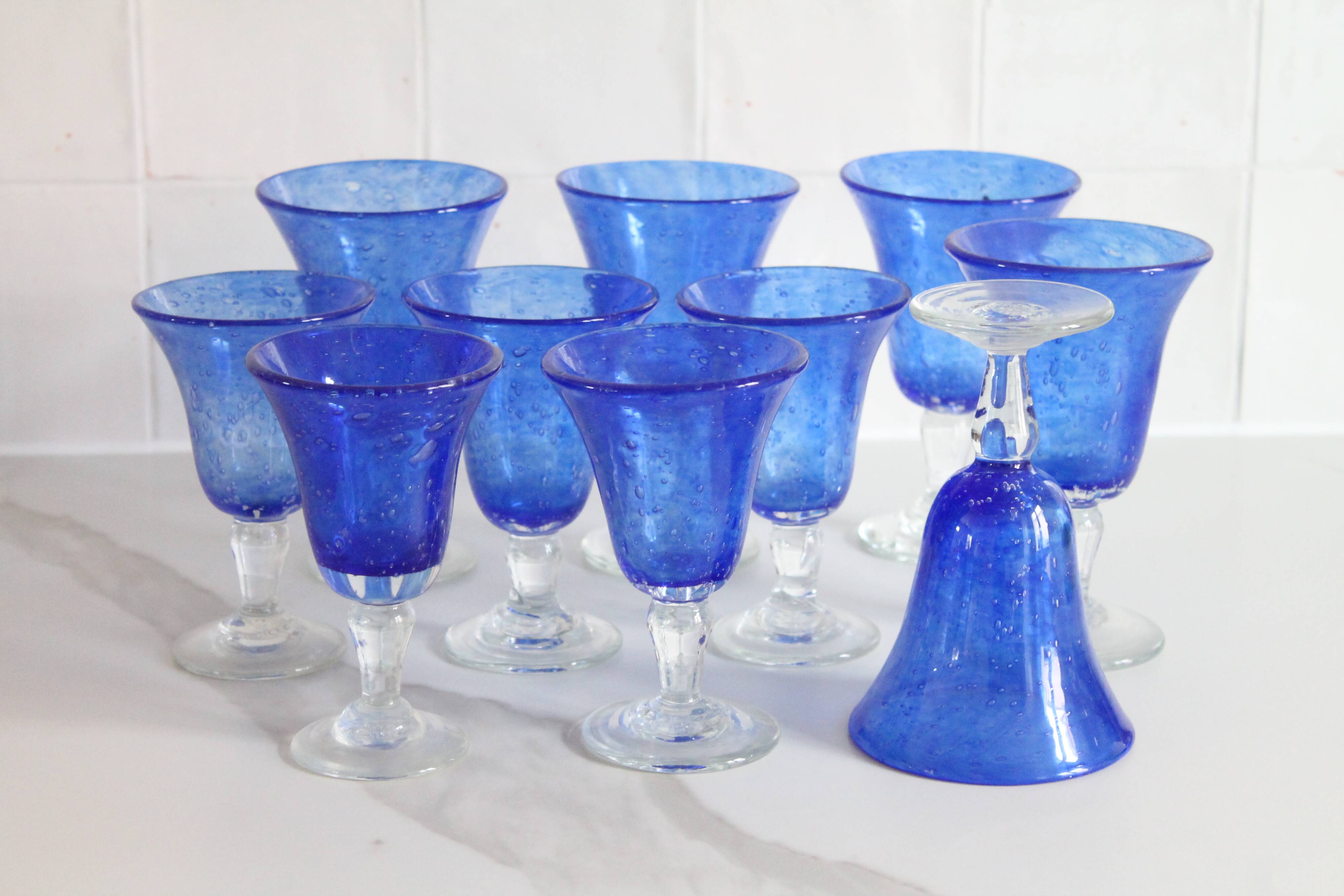 Blue glass from the Biot glassworks Traditional line