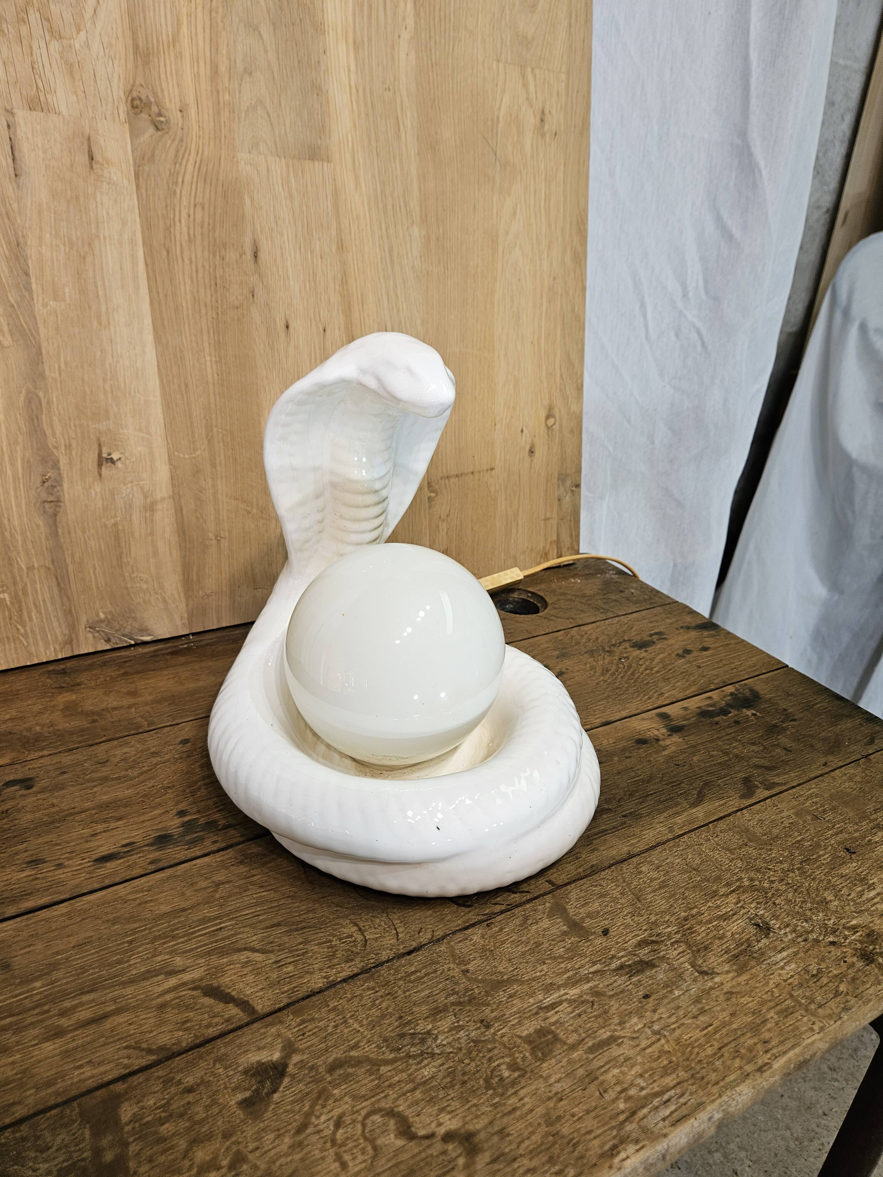 Cobra snake lamp 1970 1980 Avobin Italy