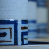 Set of 6 cups in vintage artisanal stoneware and its sub-cups