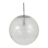 Large glass globe pendant light with bubbles and chrome by Peil & Putzler, Germany, 1970s.