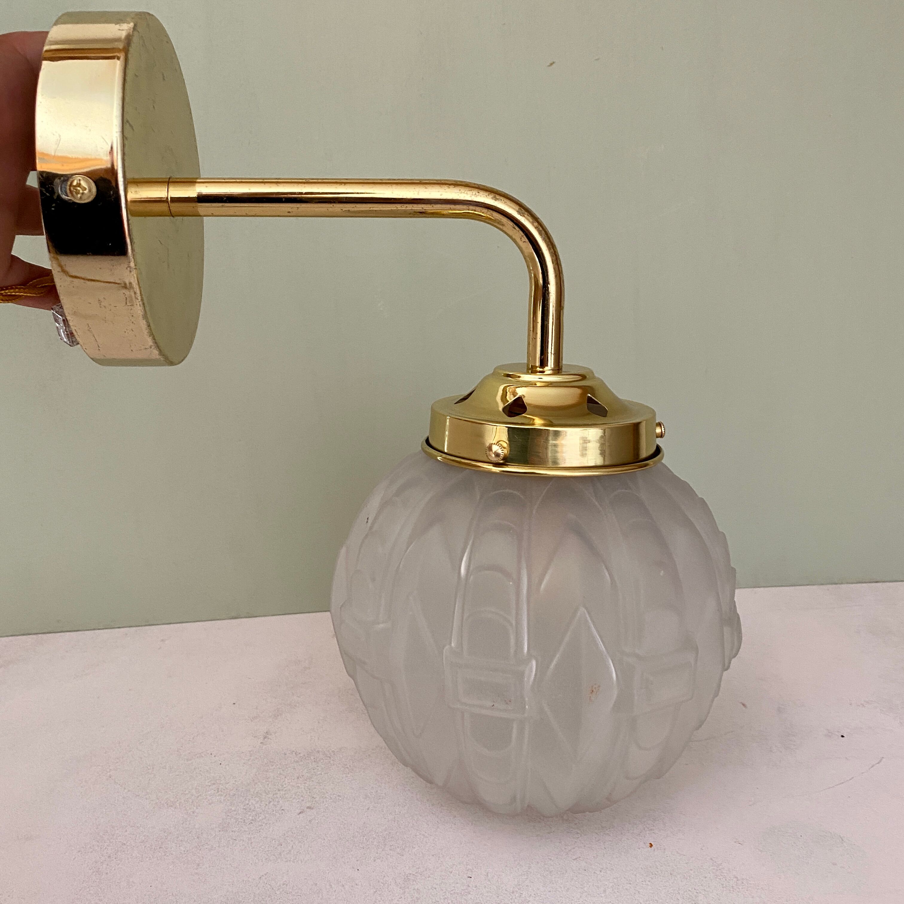 Vintage art deco glass globe elbow lamp