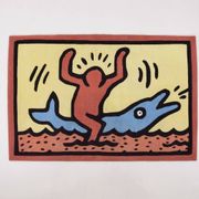 Vintage 'Dolphin Ride' rug designed by Keith Haring, 1990s