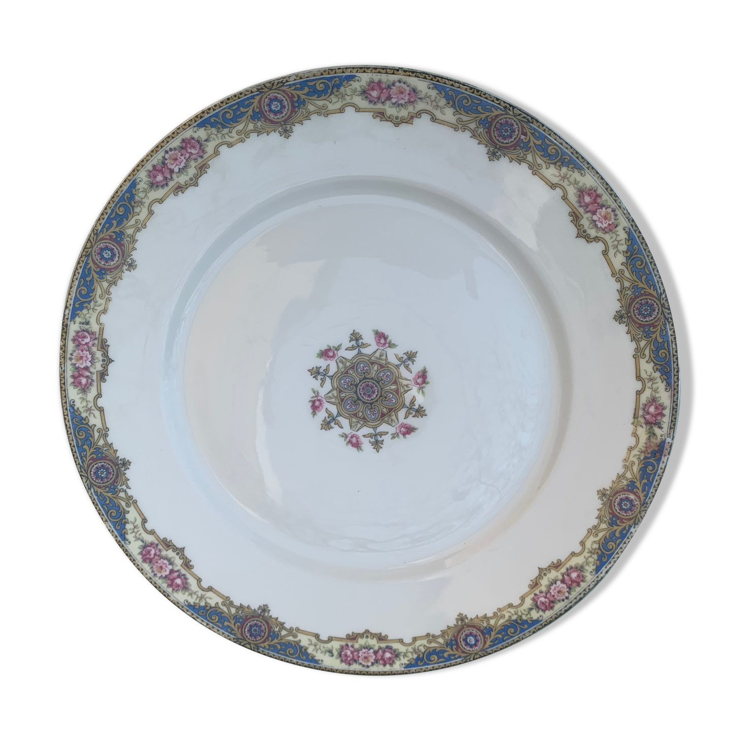 Compotier, porcelain fruit cup signed F. Legrand & cie limoges France