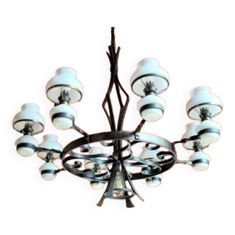 Lustre grande dimension ferronnerie d'art