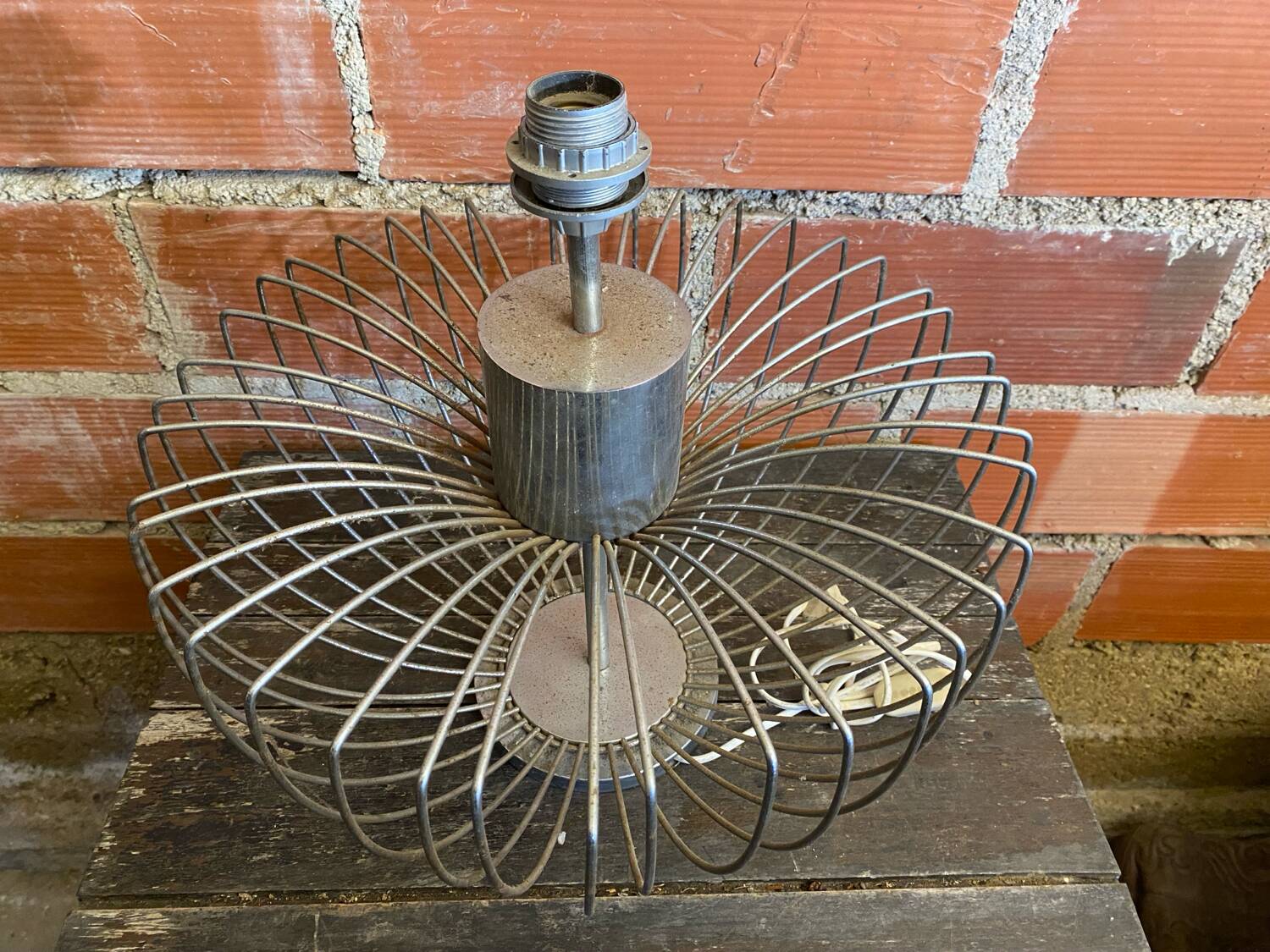 Chrome Metal Wire Space Age Lamp Base 1970s Vintage #D82