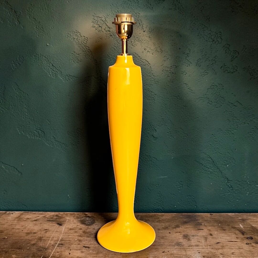 Large vintage ceramic lamp base in yellow – 1960s
