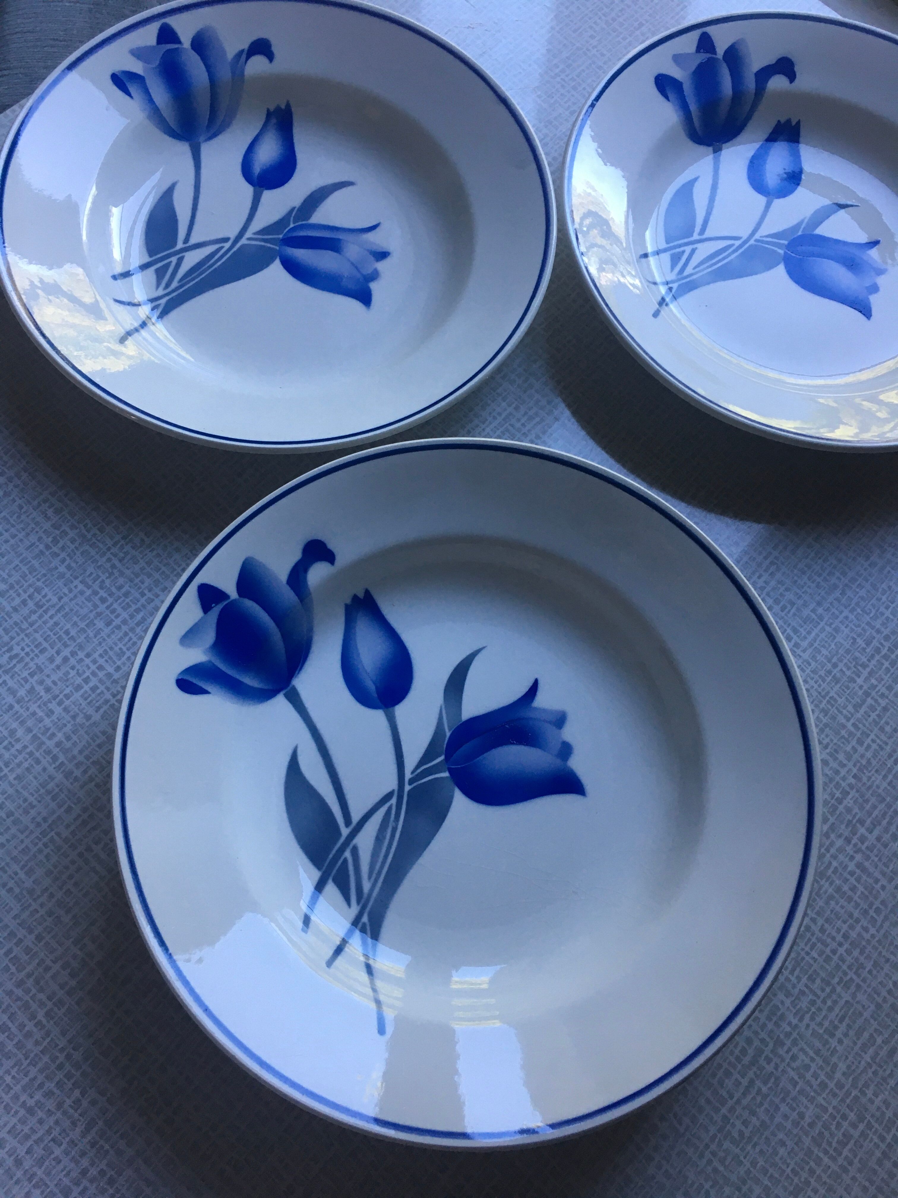 Set of 6 deep plates, Simone Moulin des Loups model