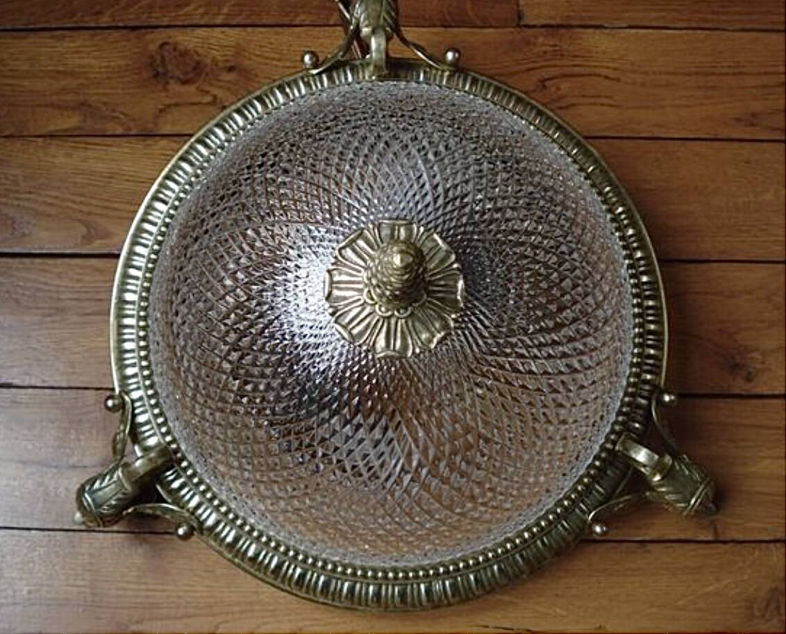 Antique Empire gilt bronze swan neck chandelier