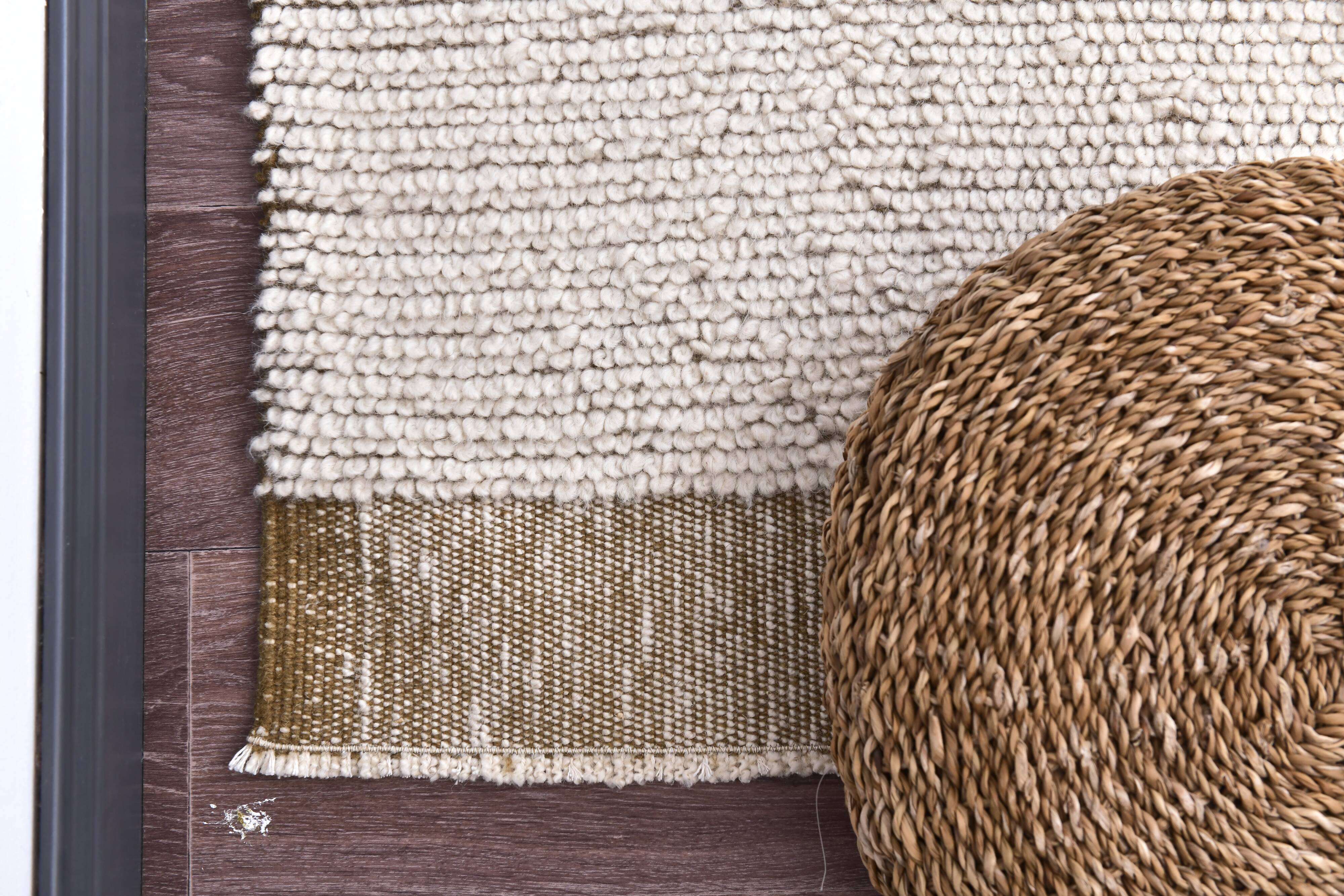 Mustards medium shaggy wool carpet , Hand made wool carpet