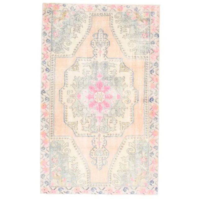 Vintage Turkish Oushak handmade wool cotton orange area rug 125x208
