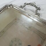 Large rectangular silver metal tray with handles Maison Wiskemann