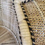 Fauteuil peacock, style Emmanuel en osier tressé, années 1970