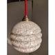 Vintage strolling suspension in pink Clichy glass and woven cotton electric wire